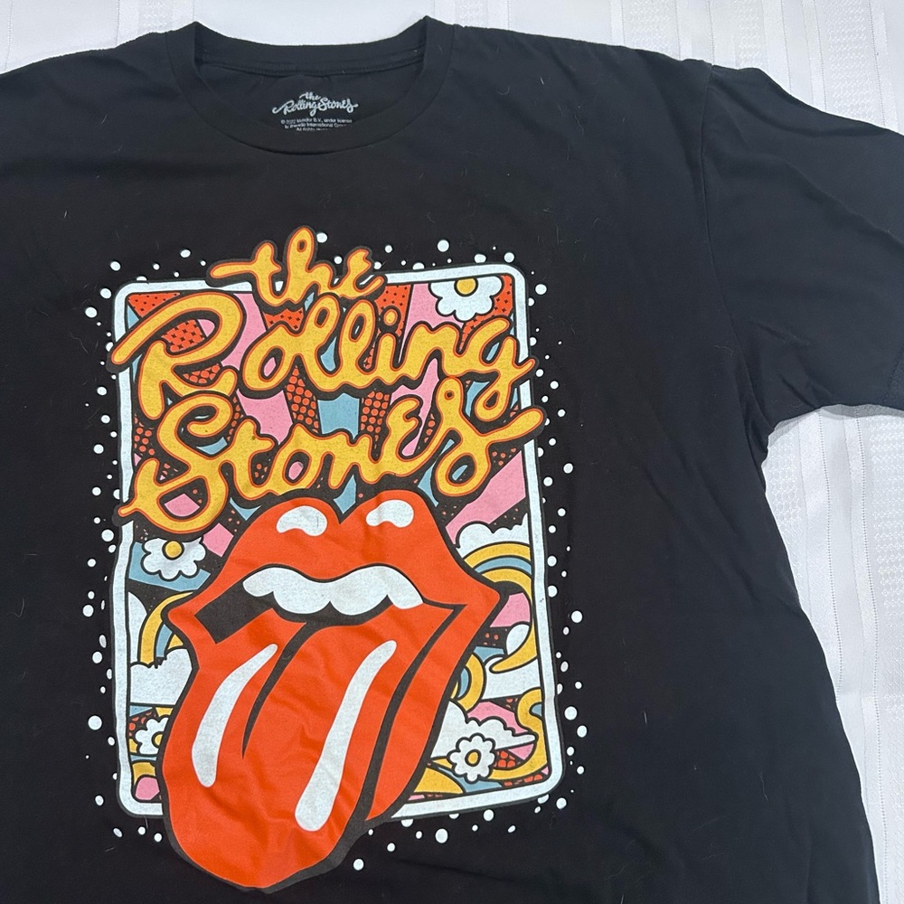 Rolling Stones band t-shirt black 100% cotton men’s XL  2022 lips print
